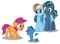 Size: 1920x1410 | Tagged: safe, artist:aleximusprime, derpibooru import, rainbow dash, scootaloo, oc, oc:storm streak, oc:thunderhead, pony, flurry heart's story, baby, baby pony, babysitting, canon x oc, colt, cute, diaper, excited, father and child, father and son, female, foal, foalsitter, hug, image, male, mother and child, mother and father, mother and son, offspring, older, older scootaloo, parent:oc:thunderhead, parent:rainbow dash, parents:canon x oc, png, pregnant, shipping, simple background, straight, teenage scootaloo, transparent background, winghug