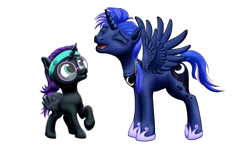 Size: 2575x1591 | Tagged: safe, artist:vasillium, derpibooru import, princess luna, oc, oc:nyx, alicorn, pony, accessories, adorable face, adorkable, alicorn oc, artemabetes, closed mouth, cute, cutie mark, diabetes, dork, eyebrows, eyelashes, eyes closed, eyes open, female, glasses, happy, headband, horn, horseshoes, image, jewelry, looking, looking up, male, moon, mouth closed, necklace, nostrils, nyxabetes, open mouth, png, ponytail, prince, prince artemis, regalia, royalty, rule 63, rule63betes, simple background, smiling, spread wings, stallion, standing, transparent background, wall of tags, wings