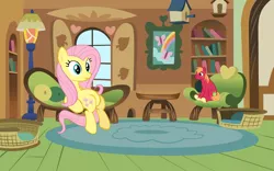 Size: 900x563 | Tagged: safe, artist:doctoroctavia, artist:dragondinolover84, artist:sofunnyguy, derpibooru import, part of a set, big macintosh, fluttershy, earth pony, pegasus, pony, chair, couch, female, fluttermac, fluttershy's cottage, image, male, micro, png, request, shipping, sitting, straight