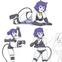 Size: 4900x4900 | Tagged: suggestive, artist:sumin6301, derpibooru import, rarity, cat, equestria girls, alternate hairstyle, angry, bell, bell collar, belly button, bellyring, blushing, bra, breasts, busty rarity, cat bell, cat ears, cat tail, catgirl, clothes, collar, cross-popping veins, evening gloves, fangs, gloves, gritted teeth, image, jpeg, long gloves, open mouth, panties, paw socks, piercing, raricat, simple background, underwear, white background