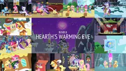 Size: 1978x1113 | Tagged: safe, derpibooru import, edit, edited screencap, editor:quoterific, screencap, amethyst star, apple bloom, applejack, bon bon, candy mane, carrot top, chancellor puddinghead, cherry cola, cherry fizzy, cloud kicker, clover the clever, coco crusoe, commander hurricane, crescent pony, doctor whooves, flurry, fluttershy, golden harvest, lemon hearts, linky, lucky clover, lyra heartstrings, mane moon, minuette, orion, pinkie pie, pokey pierce, ponet, princess platinum, private pansy, rainbow dash, rainbowshine, rarity, scootaloo, seafoam, sea swirl, shoeshine, shooting star (character), smart cookie, spike, spring melody, sprinkle medley, sweetie belle, sweetie drops, time turner, twilight sparkle, hearth's warming eve (episode), image, mane six, png