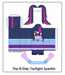 Size: 600x699 | Tagged: safe, artist:grapefruitface1, derpibooru import, sci-twi, twilight sparkle, equestria girls, arts and crafts, craft, female, glasses, image, papercraft, png, ponytail, printable, toy a day