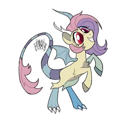 Size: 1500x1500 | Tagged: safe, artist:renhorse, derpibooru import, oc, oc:harpsichord, draconequus, hybrid, female, image, interspecies offspring, offspring, parent:discord, parent:fluttershy, parents:discoshy, png, simple background, solo, transparent background