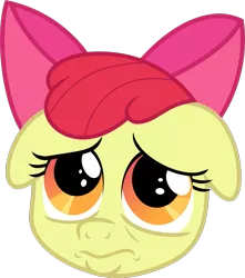 Size: 879x993 | Tagged: safe, artist:sollace, derpibooru import, apple bloom, earth pony, pony, growing up is hard to do, .svg available, apple bloom's bow, bow, derpibooru exclusive, female, filly, floppy ears, foal, frown, hair bow, image, png, sad, simple background, solo, transparent background, vector