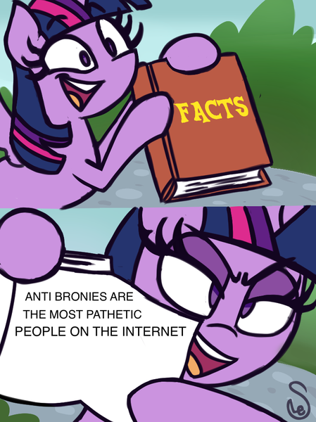 Size: 760x1015 | Tagged: safe, derpibooru import, twilight sparkle, alicorn, anti-brony, book, caption, exploitable meme, facts, image, image macro, meme, png, solo, text, twilight's fact book, twilight sparkle (alicorn)