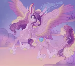 Size: 2064x1815 | Tagged: safe, artist:pegasus004, derpibooru import, princess cadance, alicorn, pony, cloven hooves, curved horn, horn, image, jpeg, redesign, socks (coat marking), solo, unshorn fetlocks, wing claws