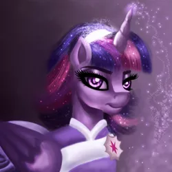 Size: 3169x3174 | Tagged: safe, artist:stormystica, derpibooru import, twilight sparkle, twilight sparkle (alicorn), alicorn, pony, the last problem, clothes, coronation dress, dress, female, image, looking at you, png, second coronation dress, solo