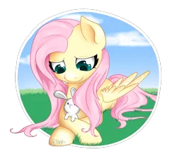 Size: 1741x1570 | Tagged: safe, artist:grace-likes-cake, derpibooru import, angel bunny, fluttershy, pegasus, pony, cute, duo, image, looking down, lying down, png, prone, shyabetes, simple background, smiling, transparent background