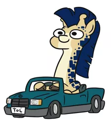 Size: 664x738 | Tagged: safe, artist:jargon scott, derpibooru import, oc, oc:procerus, giraffe, car, driving, image, mercedes-benz, necc, ossicones, png, simple background, solo, tol, white background