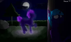 Size: 2000x1200 | Tagged: safe, artist:uteuk, derpibooru import, oc, oc:kold, ghost, ghost pony, pony, undead, image, jpeg, moon, rock, stars, tree