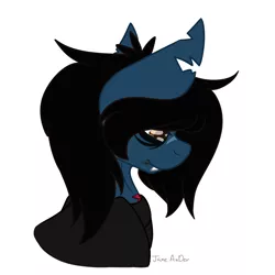 Size: 3500x3500 | Tagged: safe, artist:janeander, derpibooru import, oc, ponified, ponified:oliver sykes, earth pony, pony, undead, zombie, zombie pony, bring me the horizon, bust, clothes, fangs, image, lip piercing, male, piercing, png, scar, shirt, signature, simple background, solo, stallion, tattoo, torn ear, white background