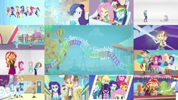 Size: 1974x1111 | Tagged: safe, derpibooru import, edit, edited screencap, editor:quoterific, screencap, applejack, flam, fluttershy, golden hazel, pinkie pie, rainbow dash, rarity, roseluck, sandalwood, sci-twi, sunset shimmer, twilight sparkle, vignette valencia, equestria girls, equestria girls series, rollercoaster of friendship, equestria land, geode of empathy, geode of fauna, geode of shielding, geode of sugar bombs, geode of super speed, geode of super strength, geode of telekinesis, humane five, humane seven, humane six, image, it's not about the parakeet, magical geodes, png, rarity peplum dress