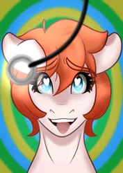 Size: 1015x1436 | Tagged: suggestive, artist:moonduststudios, derpibooru import, oc, oc:chip breeze, pony, ahegao, eye clipping through hair, eyebrows visible through hair, female, femsub, fetish, heart eyes, hypnosis, hypnosis fetish, image, jpeg, mare, open mouth, pendulum swing, solo, submissive, tongue out, wingding eyes