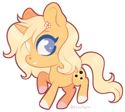 Size: 796x717 | Tagged: safe, artist:frostedpuffs, derpibooru import, oc, oc:goldie, pony, unicorn, chibi, female, image, mare, png, simple background, solo, transparent background