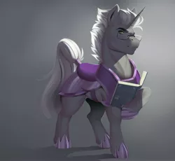 Size: 4096x3773 | Tagged: safe, artist:evehly, derpibooru import, star swirl the bearded, oc, oc:scope, unofficial characters only, unicorn, >:/, armor, book, glasses, green eyes, guard, horn, image, jpeg, royal guard, royal guard armor, scowl, scowling, stud