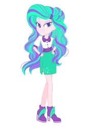 Size: 1280x1708 | Tagged: safe, artist:ocean-drop, derpibooru import, oc, oc:radiance, unofficial characters only, dracony, hybrid, equestria girls, bedroom eyes, boots, button-up shirt, clothes, female, hand on hip, high heel boots, image, interspecies offspring, offspring, parent:rarity, parent:spike, parents:sparity, png, shoes, simple background, skirt, solo, transparent background