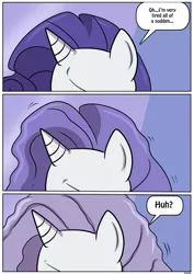 Size: 479x677 | Tagged: safe, artist:ltcolonelwhipper, artist:rex-equinox, derpibooru import, rarity, pony, unicorn, comic:coming of age, age progression, comic, commission, female, grey hair, image, mane, mare, older, older rarity, png, solo, speech bubble, story included, transformation, transformation sequence