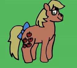 Size: 640x563 | Tagged: safe, artist:whistle blossom, derpibooru import, applejack (g1), earth pony, pony, female, g1, green background, image, jpeg, looking at you, mare, simple background, solo, standing