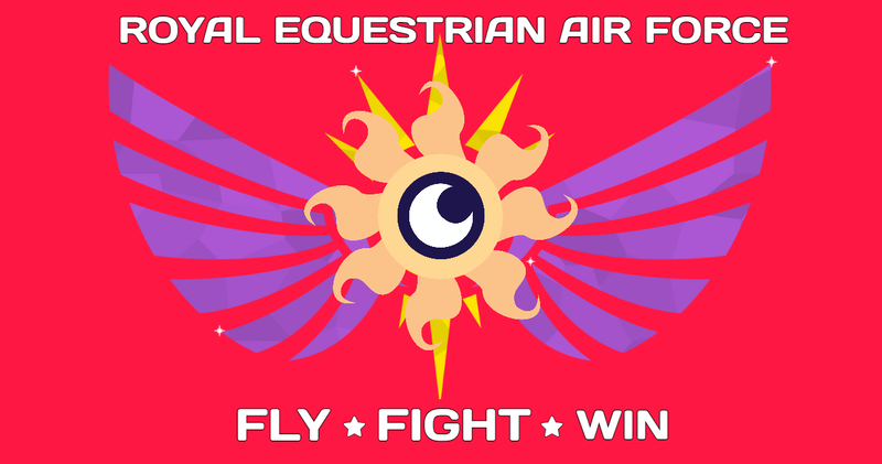 Size: 1280x673 | Tagged: safe, derpibooru import, princess celestia, princess luna, caption, cutie mark, equestrian air force, equestrian armed forces, flag, image, jpeg, military, moon, sun, text, wings