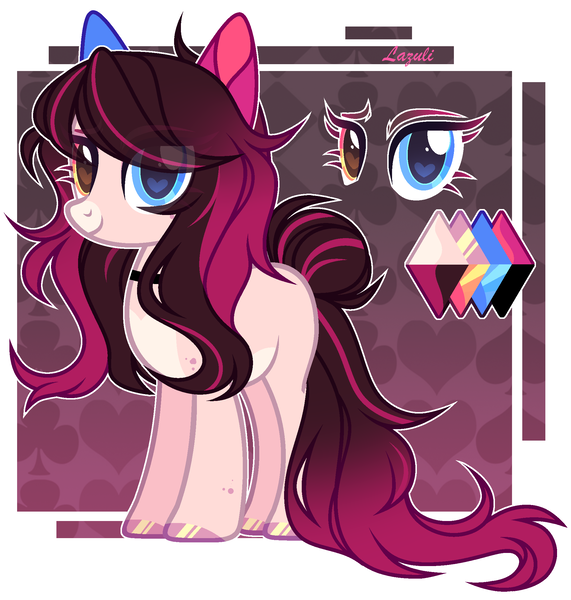 Size: 2004x2104 | Tagged: safe, artist:lazuli0209, derpibooru import, oc, unofficial characters only, earth pony, pony, commission, earth pony oc, eye, eyes, heart eyes, heterochromia, image, png, reference sheet, signature, smiling, solo, wingding eyes, ych result