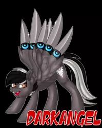 Size: 1920x2418 | Tagged: safe, artist:missmele-madness, derpibooru import, oc, oc:darkangel, pegasus, pony, blade feathers, blades, deviantart watermark, image, jpeg, male, obtrusive watermark, solo, stallion, watermark