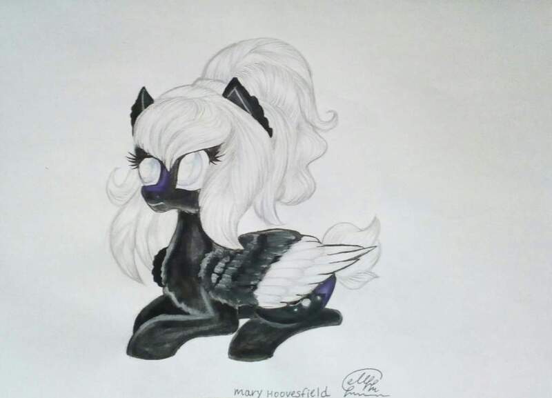 Size: 1024x739 | Tagged: safe, artist:maryhoovesfield, derpibooru import, oc, unofficial characters only, pegasus, pony, eyelashes, image, jpeg, lying down, pegasus oc, prone, signature, solo, traditional art, two toned wings, wings