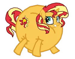 Size: 480x378 | Tagged: safe, artist:theinflater19, derpibooru import, sunset shimmer, pony, unicorn, behaving like pinkie pie, image, inflation, png, simple background, solo, transparent background