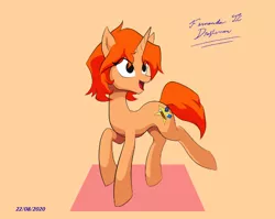 Size: 602x480 | Tagged: safe, alternate version, artist:fernandojc-draftsman, derpibooru import, oc, oc:creativity style, unofficial characters only, pony, unicorn, colored, female, horn, image, jpeg, looking back, mare, open mouth, rule 63, signature, smiling, solo, unicorn oc