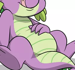 Size: 879x818 | Tagged: safe, artist:mickeymonster, derpibooru import, edit, spike, dragon, belly, chubby spike, image, pictures of bellies, png, smiling, tongue out