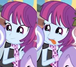Size: 698x614 | Tagged: safe, derpibooru import, screencap, mystery mint, equestria girls, equestria girls series, rollercoaster of friendship, cropped, female, image, jpeg, silly face, tongue out