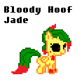 Size: 120x120 | Tagged: safe, derpibooru import, pegasus, pony, undead, 8-bit, blank flank, blood, blood on hooves, bloody hooves, female, filly, image, jade, mare, pixel art, png, smiling, super filly adventure, text, zalgo