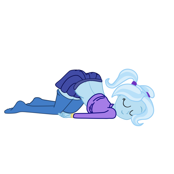 Size: 2952x2952 | Tagged: safe, artist:gmaplay, derpibooru import, trixie, equestria girls, alternate hairstyle, ass, ass up, babysitter trixie, butt, clothes, cute, diatrixes, eyes closed, face down ass up, female, gameloft interpretation, hoodie, image, png, simple background, skirt, sleeping, solo, the great and powerful ass, transparent background