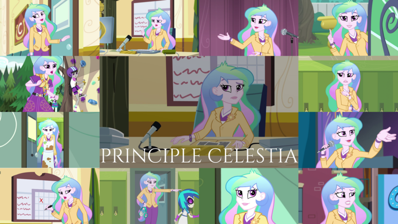 Size: 1978x1113 | Tagged: safe, derpibooru import, edit, edited screencap, editor:quoterific, screencap, octavia melody, princess celestia, vinyl scratch, best trends forever, eqg summertime shorts, equestria girls, equestria girls (movie), equestria girls series, friendship games, legend of everfree, music to my ears, my little shop of horrors, rainbow rocks, schedule swap, subs rock, spoiler:eqg series (season 2), bracelet, brooch, cutie mark accessory, cutie mark brooch, female, headphones, image, jewelry, microphone, misspelling, open mouth, png, pointing, principal celestia, red x, solo, surprised, walking, watch, wristwatch
