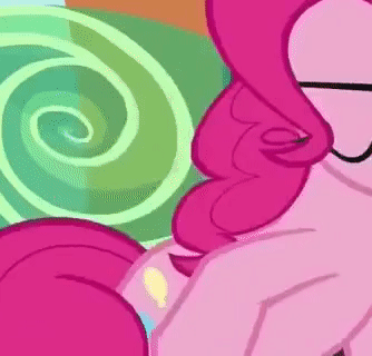Size: 334x320 | Tagged: safe, derpibooru import, screencap, pinkie pie, earth pony, pony, party pooped, animated, balloonbutt, butt, cropped, gif, image, out of context, plot, slap, solo, spanking
