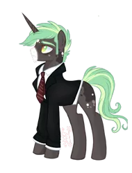 Size: 1920x2524 | Tagged: safe, artist:nightingalewolfie, derpibooru import, oc, oc:aaron limestone, pony, unicorn, clothes, image, male, png, simple background, solo, stallion, suit, transparent background