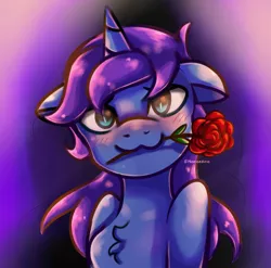 Size: 2095x2069 | Tagged: safe, artist:nanazdina, derpibooru import, princess luna, anthro, pony, lunadoodle, blushing, commission, cute, derpibooru exclusive, doodle, female, filly, flower, holiday, ibispaint x, image, lunabetes, png, rose, valentine's day, woona, ych example, younger, your character here