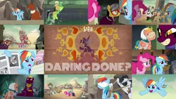 Size: 1978x1113 | Tagged: safe, derpibooru import, edit, edited screencap, editor:quoterific, screencap, a.k. yearling, aroma hathor, aten (character), biff, cactus fruit, daring do, desert flower, doctor caballeron, iahjmehet, lunar bay, nephthys, nile faras, pepperberry (g4), pickpocket, pinkie pie, prince hisan, rainbow dash, rogue (character), somnambula, sphinx (character), taperet, tut jannah, withers, earth pony, pegasus, pony, sphinx, daring done?, blindfold, glasses, henchmen, image, open mouth, png, safari hat, somnambula resident