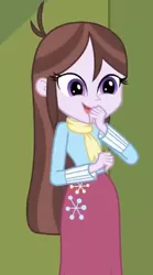 Size: 262x472 | Tagged: safe, derpibooru import, screencap, velvet sky, equestria girls, equestria girls series, background human, giggles, giggling, image, jpeg, solo