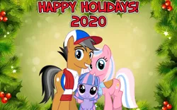 Size: 2064x1289 | Tagged: safe, artist:cheezedoodle96, derpibooru import, edit, clear sky, quibble pants, wind sprint, common ground, christmas, family, hearth's warming, holiday, image, new year, png