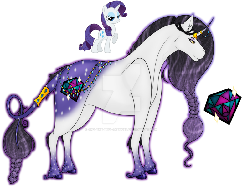 Size: 1920x1491 | Tagged: safe, artist:anx-the-emo-avenger, derpibooru import, rarity, classical unicorn, pony, unicorn, cloven hooves, deviantart watermark, female, horn, horn jewelry, horn ring, image, jewelry, leonine tail, lusitano, mare, obtrusive watermark, png, redesign, ring, simple background, solo, transparent background, unshorn fetlocks, watermark