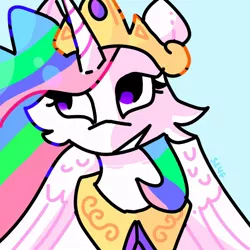 Size: 768x768 | Tagged: safe, artist:simple24fox, derpibooru import, princess celestia, alicorn, pony, bust, cheek fluff, image, jewelry, jpeg, kidcore, regalia, simple background, solo