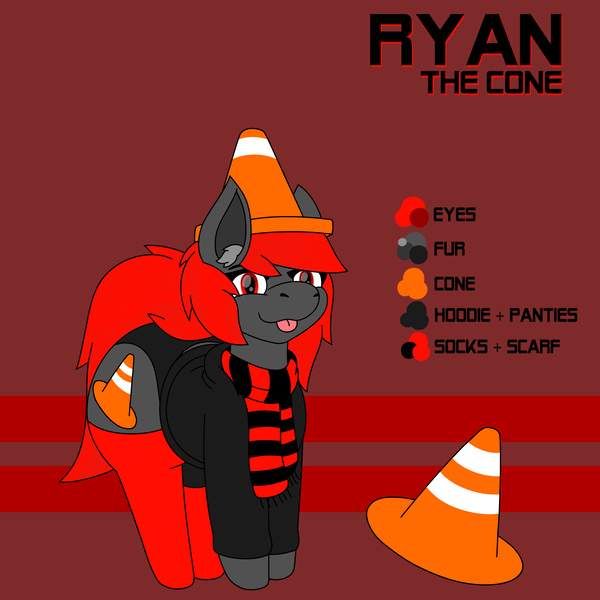 Size: 3026x3024 | Tagged: safe, artist:ryanthecone, derpibooru import, oc, oc:ryanthecone, unofficial characters only, earth pony, chubby, clothes, color palette, image, png, reference sheet, socks, tongue out, traffic cone
