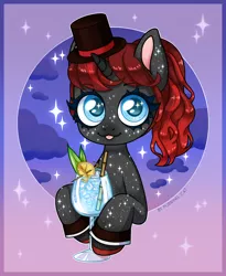 Size: 1550x1893 | Tagged: safe, artist:purring_cat, derpibooru import, oc, oc:crystal, alicorn, pegasus, pony, chibi, cocktail, commission, image, png, ych result, your character here