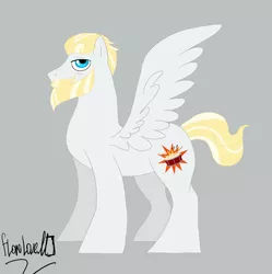 Size: 2271x2280 | Tagged: safe, artist:flame_heart_98, derpibooru import, ponified, pegasus, pony, beard, facial hair, gray background, image, jpeg, male, signature, simple background, solo, stallion, wings