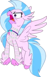 Size: 6739x10997 | Tagged: safe, artist:n0kkun, derpibooru import, editor:damiranc1, silverstream, classical hippogriff, hippogriff, cute, diastreamies, female, flying, image, infinity train, jewelry, necklace, numbers, png, simple background, solo, transparent background, vector