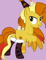 Size: 1300x1694 | Tagged: safe, artist:circuspaparazzi5678, derpibooru import, oc, oc:hallows eve, pegasus, pony, base used, candle, clothes, halloween, hat, holiday, image, party hat, png, socks