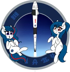 Size: 1280x1307 | Tagged: safe, artist:seafooddinner, derpibooru import, oc, oc:nasapone, oc:spacexpone, dragon (spacecraft), falcon 9, female, image, launch, png, rocket, spacex