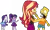 Size: 4313x2607 | Tagged: safe, artist:urhangrzerg, derpibooru import, rarity, sci-twi, sunset shimmer, twilight sparkle, equestria girls, abuse, bart simpson, crossover, horrified, image, png, rageset shimmer, strangling, that pony sure have anger issues, the simpsons, why you little