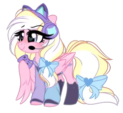 Size: 3448x3158 | Tagged: safe, derpibooru import, oc, oc:bay breeze, unofficial characters only, pegasus, pony, alternate hairstyle, blushing, bow, cat socks, clothes, controller, cute, female, hair bow, headset, heart eyes, hoodie, image, mare, png, simple background, socks, tail bow, transparent background, wingding eyes