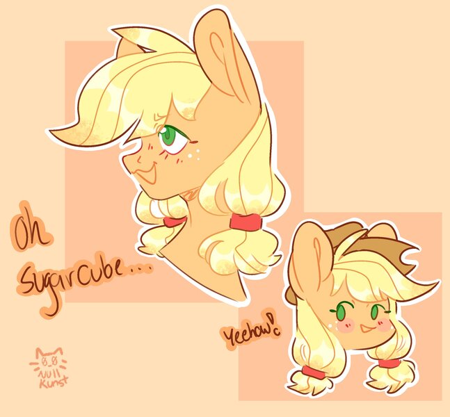 Size: 2048x1899 | Tagged: safe, artist:nullkunst, derpibooru import, applejack, pony, bust, colored pupils, cute, female, image, jackabetes, jpeg, mare, open mouth, pigtails, portrait, profile, solo